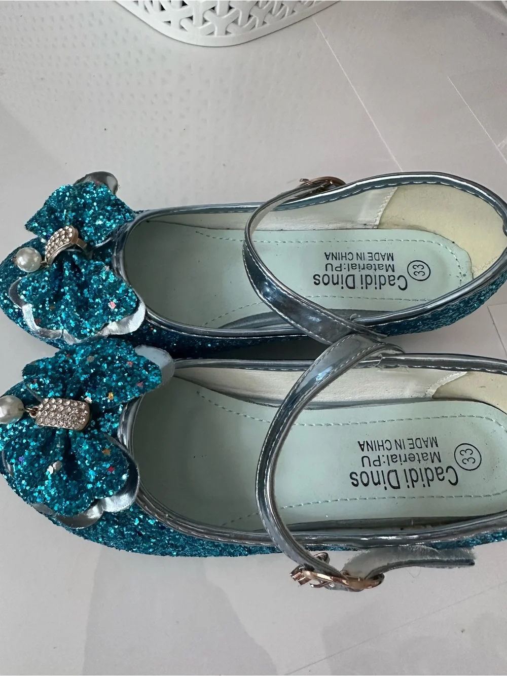 Girls' Sparkle Blue Mary Jane Shoes